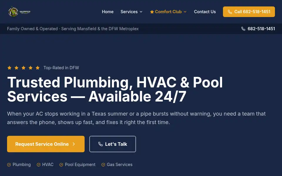 Screenshot of aaaservicesplumbing.com