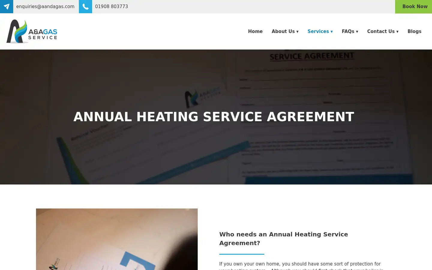 Screenshot of aandagas.co.uk
