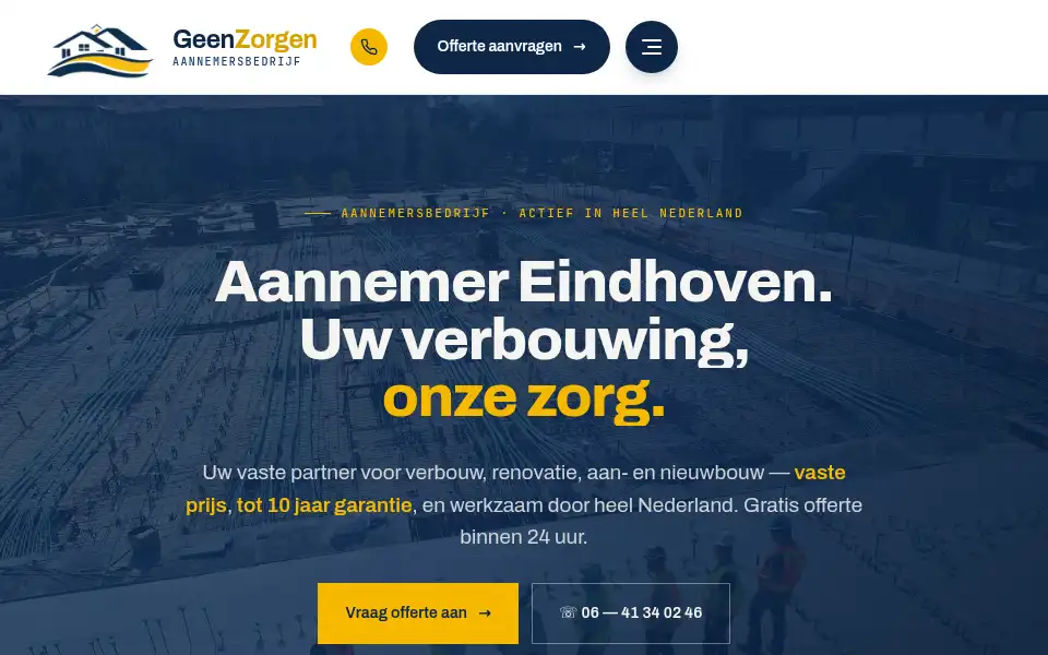 Screenshot of aannemersbedrijfgeenzorgen.nl