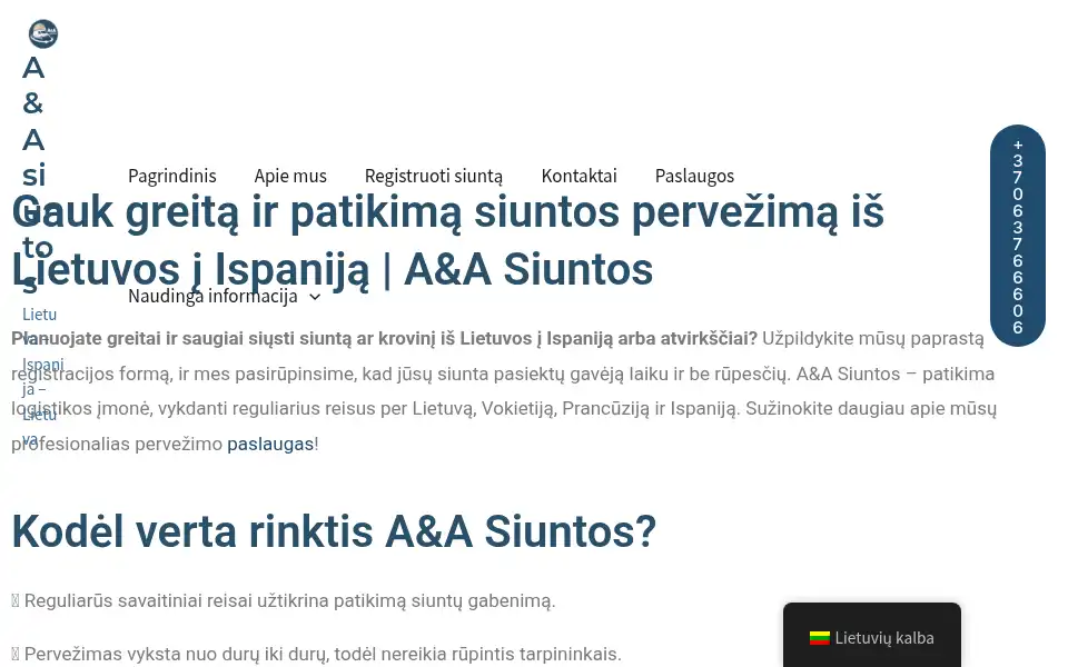 Screenshot of aasiuntos.lt