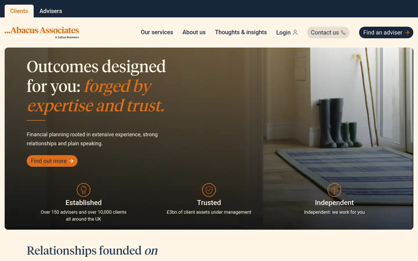 Screenshot of abacusadvisers.co.uk