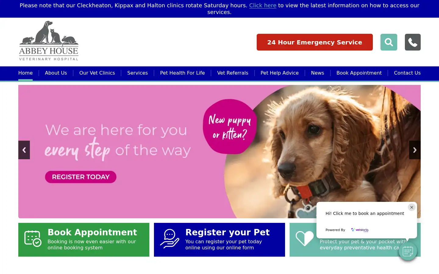 Screenshot of abbeyvetspets.co.uk
