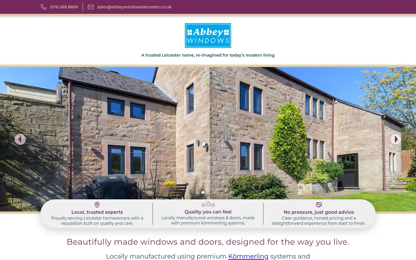 Screenshot of abbeywindowsleicester.co.uk