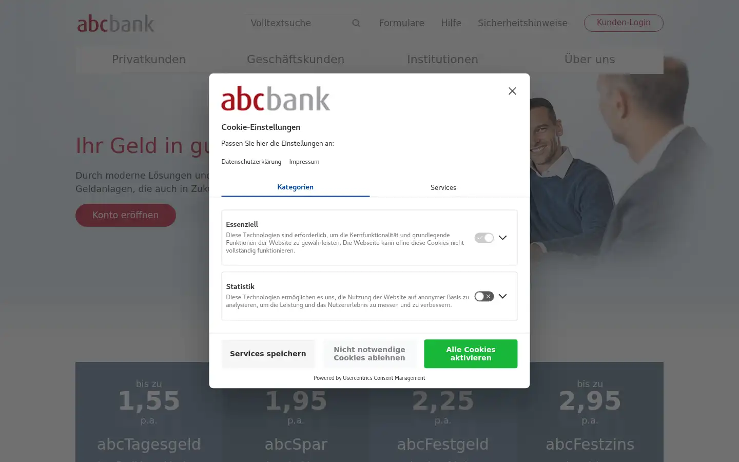 Screenshot of abcbank.de