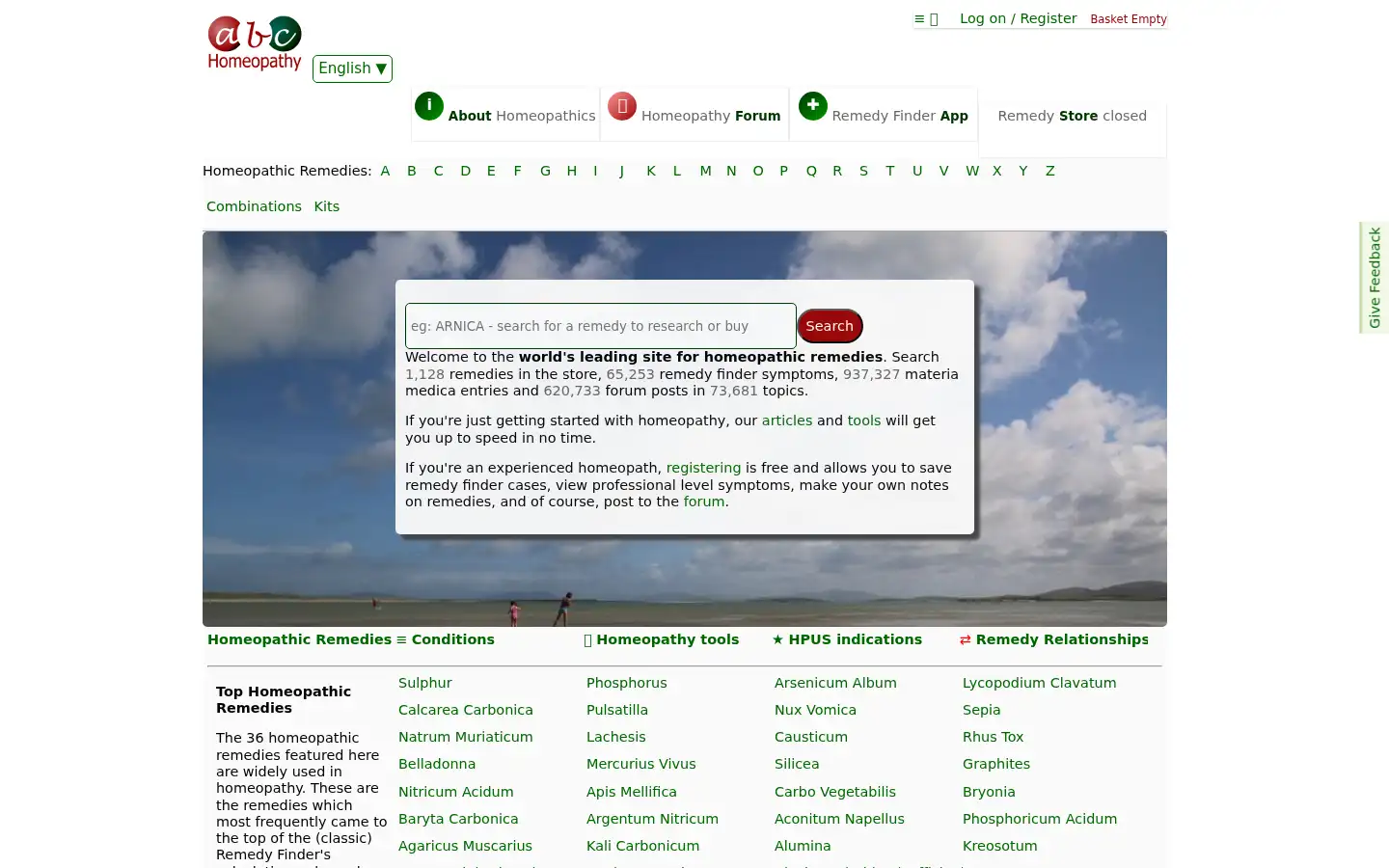 Screenshot of abchomeopathy.com