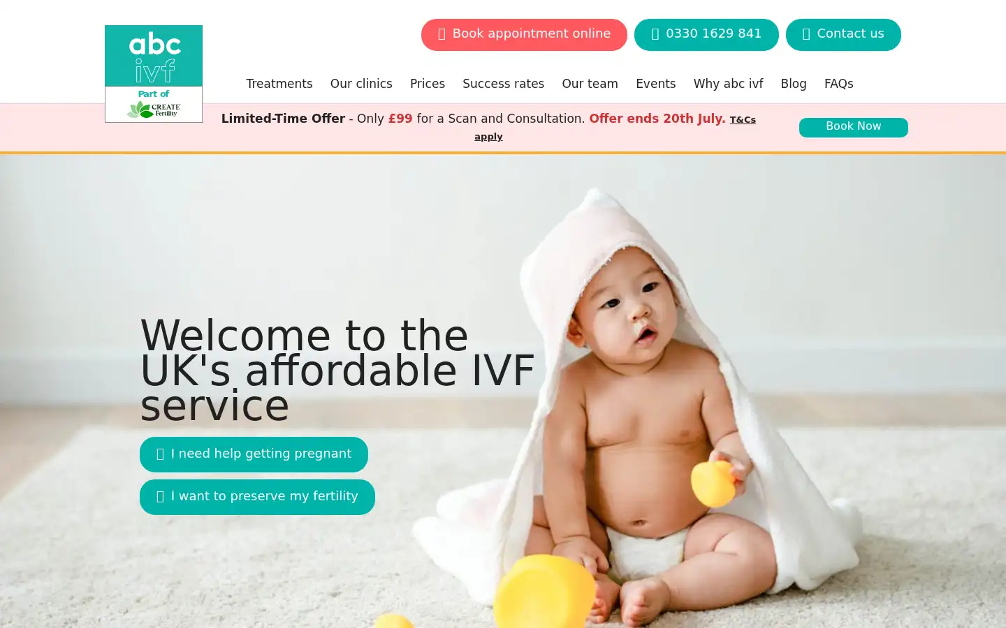 Screenshot of abcivf.co.uk