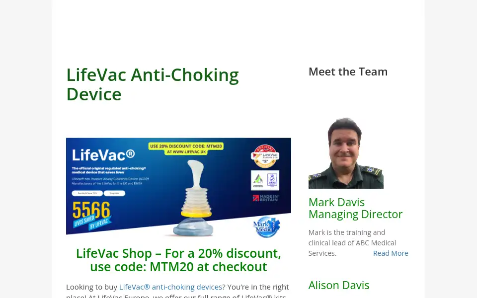 Screenshot of abcmedicalservices.co.uk