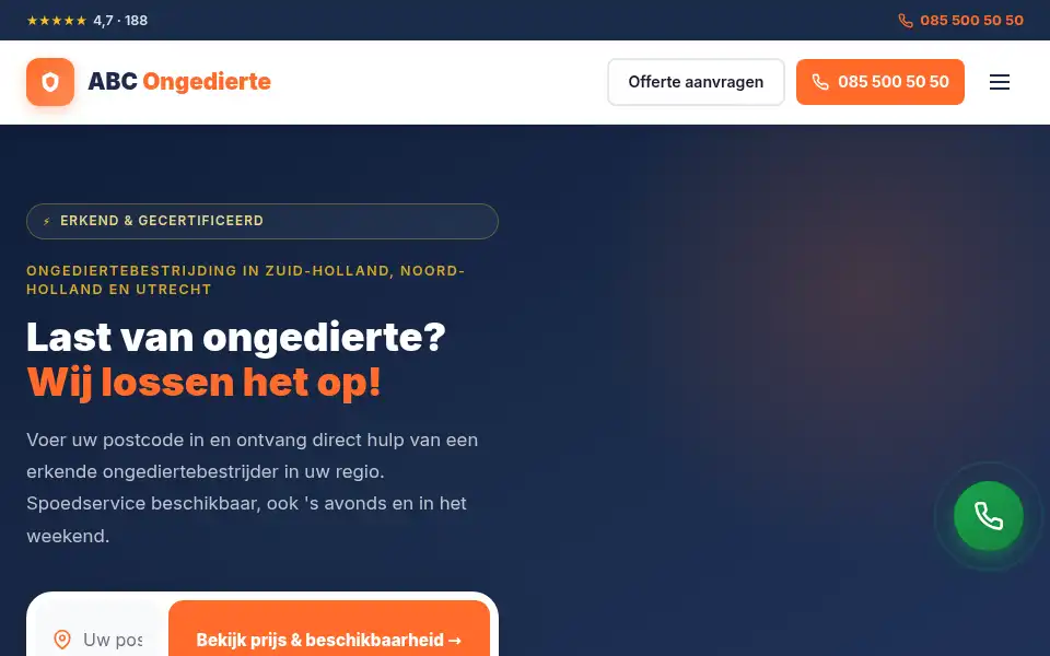 Screenshot of abcongedierte.nl