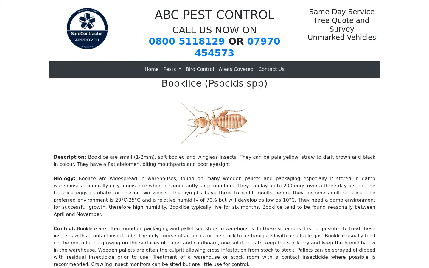 Screenshot of abcpestcontrol.co.uk