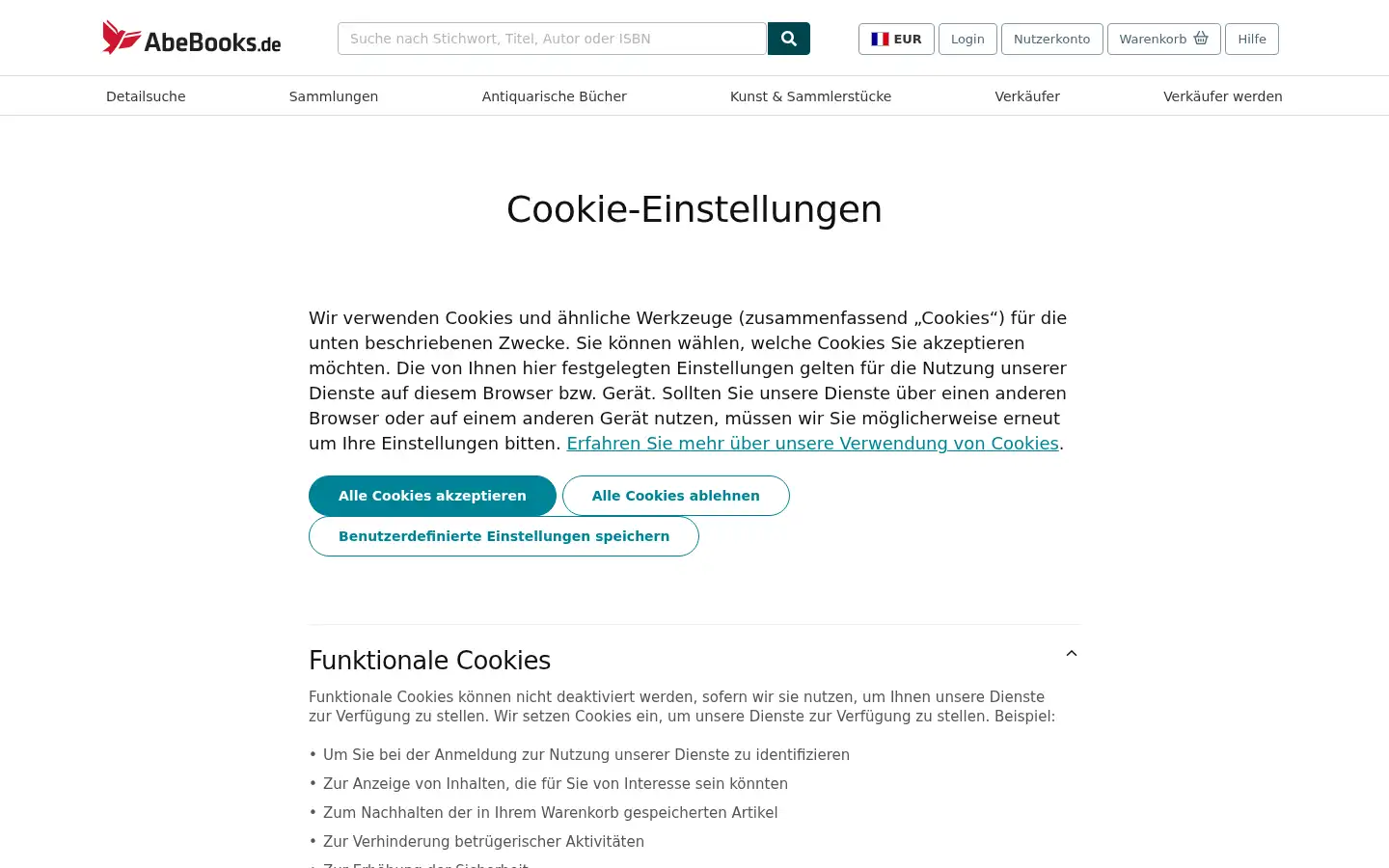 Screenshot of abebooks.de