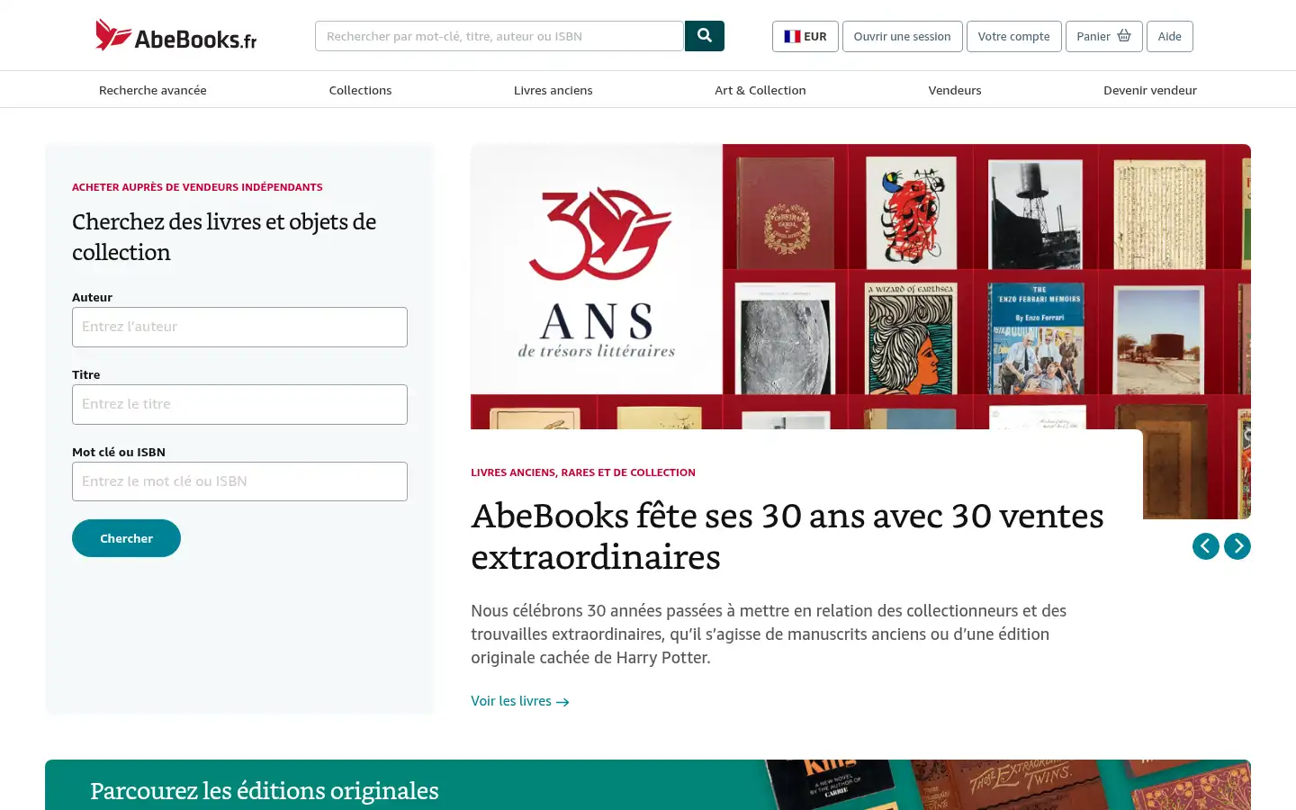 Screenshot of abebooks.fr