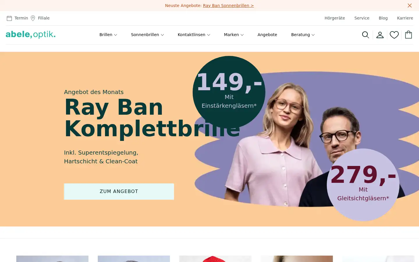Screenshot of abele-optik.de