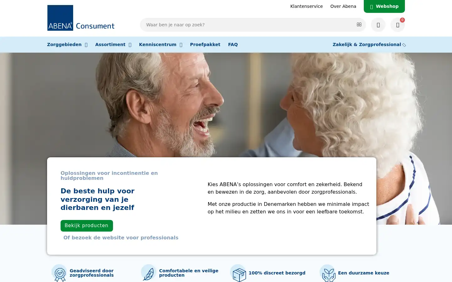 Screenshot of abena.nl