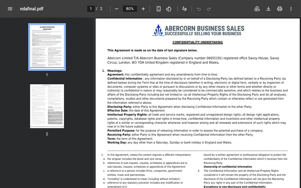 Screenshot of abercornbusinesssales.com
