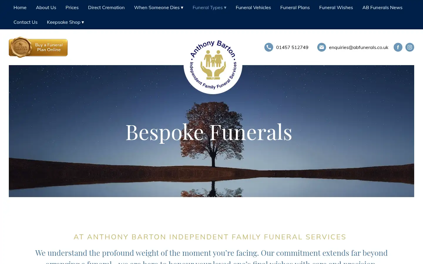 Screenshot of abfunerals.co.uk