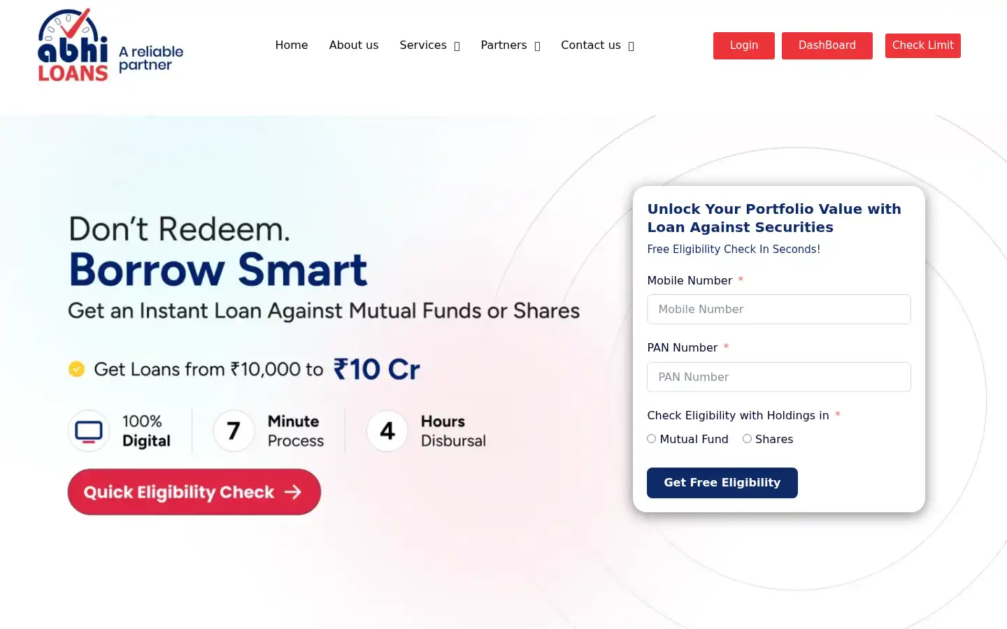 Screenshot of abhiloans.com