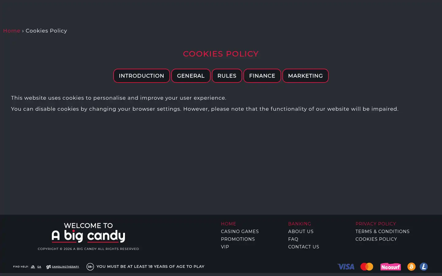 Screenshot of abigcandyspins.com