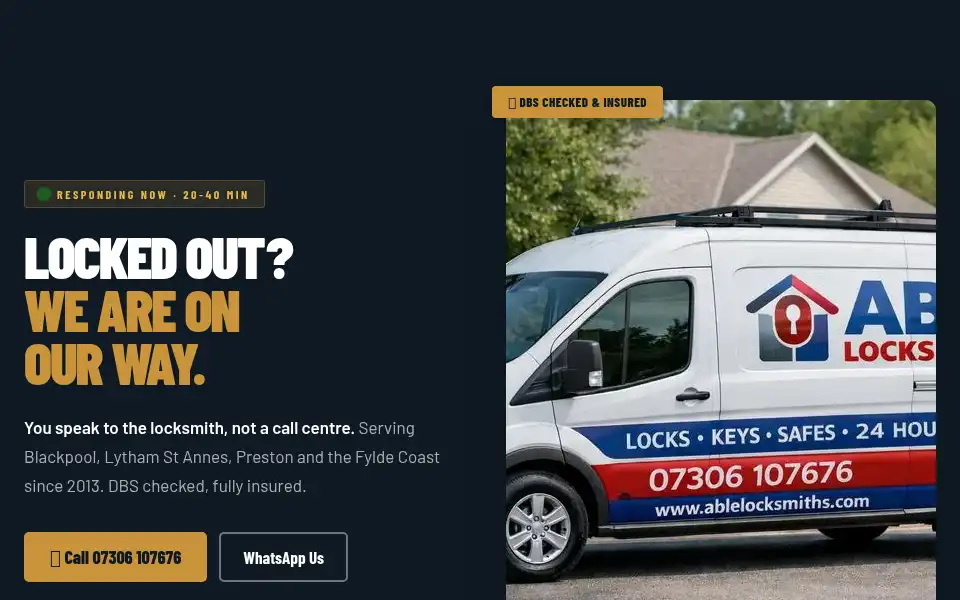 Screenshot of ablelocksmiths.co.uk