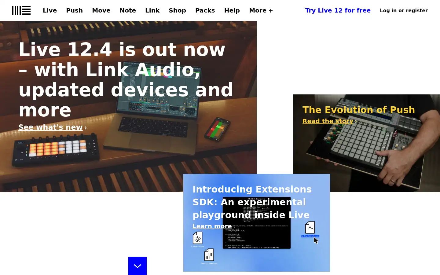 Screenshot of ableton.com