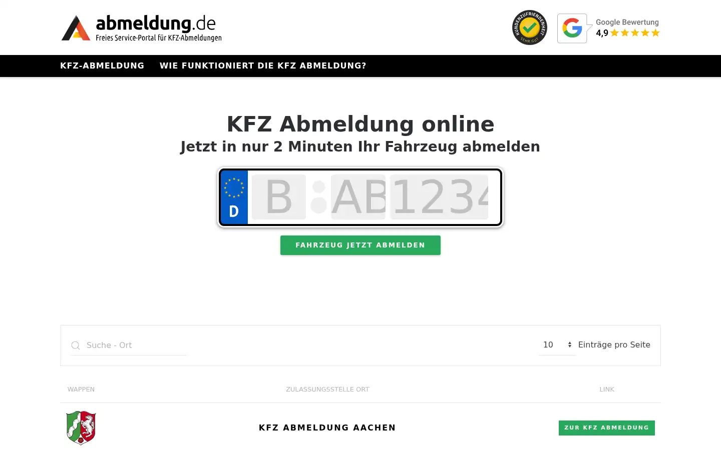 Screenshot of abmeldung.de