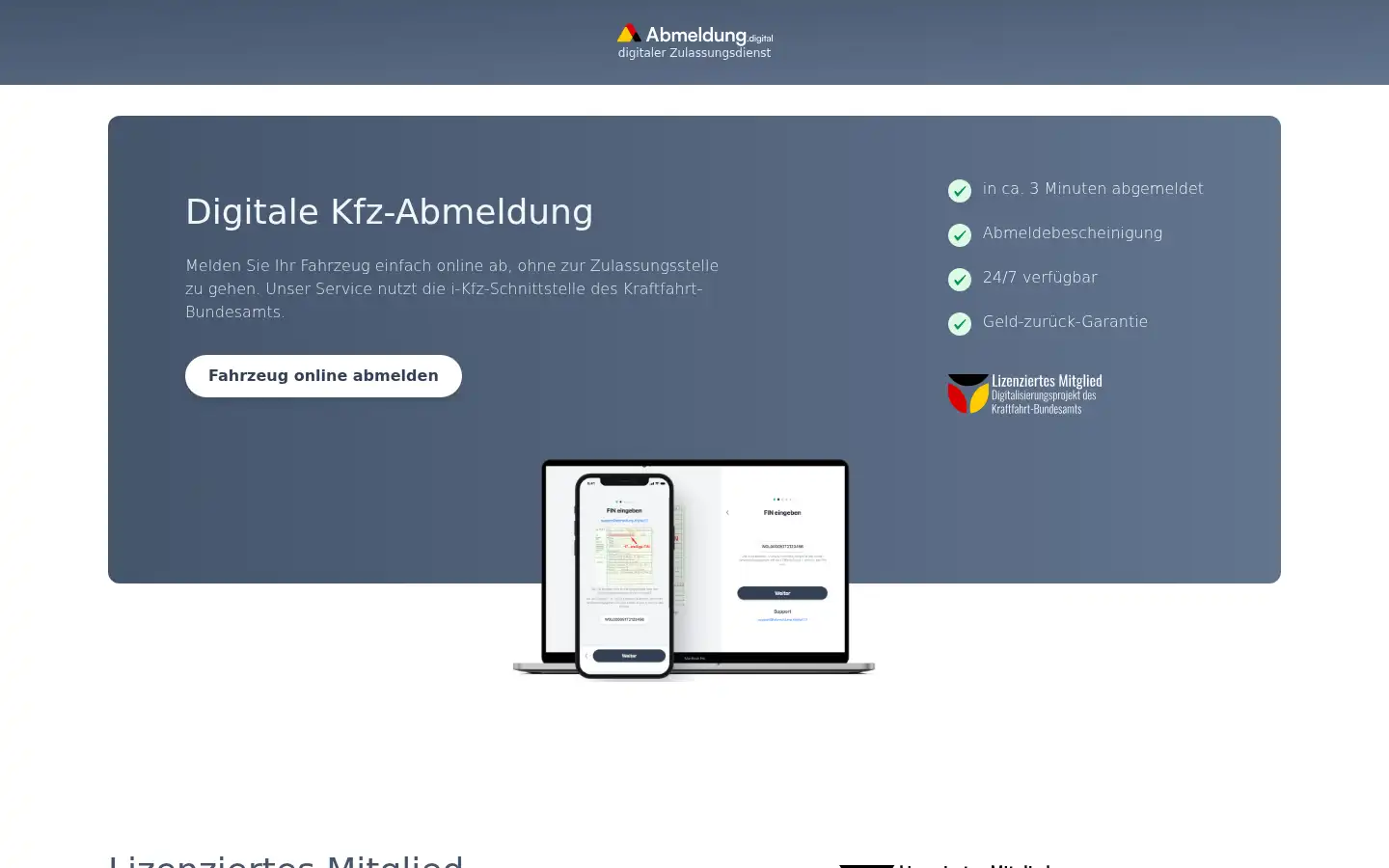 Screenshot of abmeldung.digital