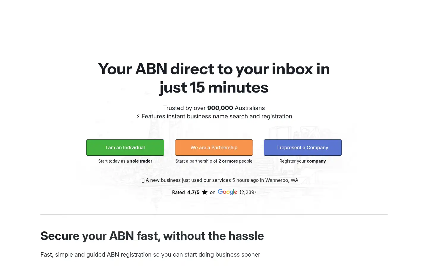 Screenshot of abnregistration.com.au