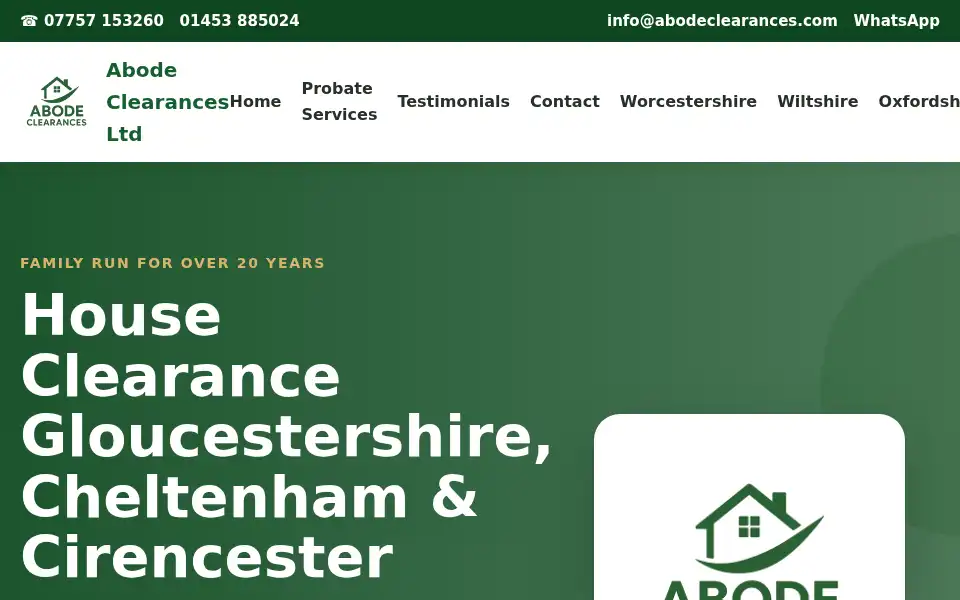 Screenshot of abodeclearances.com