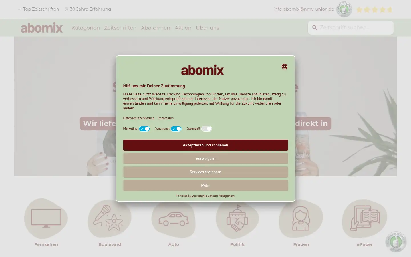 Screenshot of abomix.de