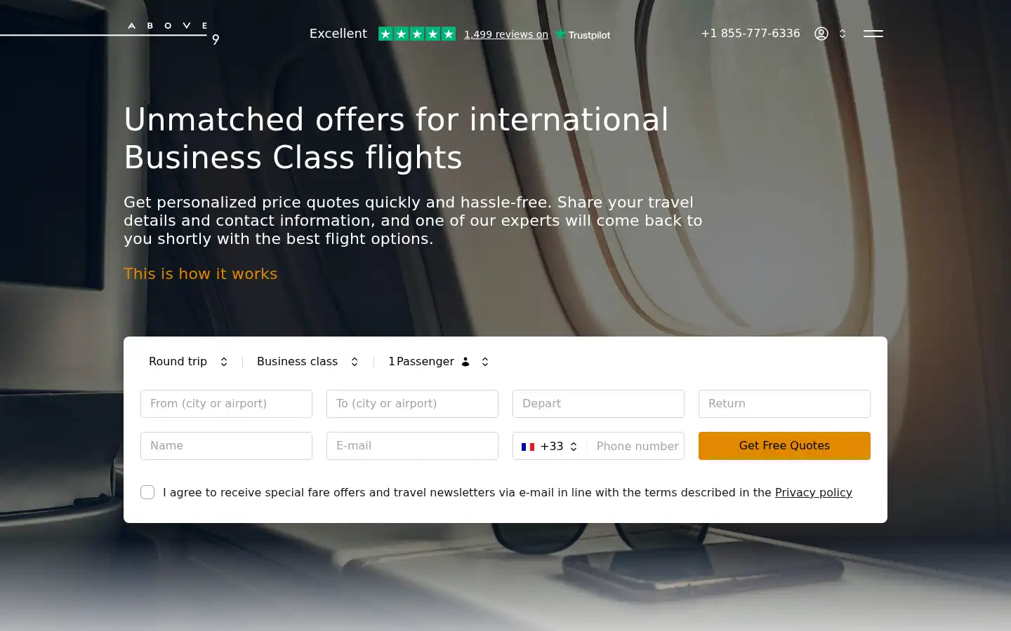 Screenshot of above9.travel