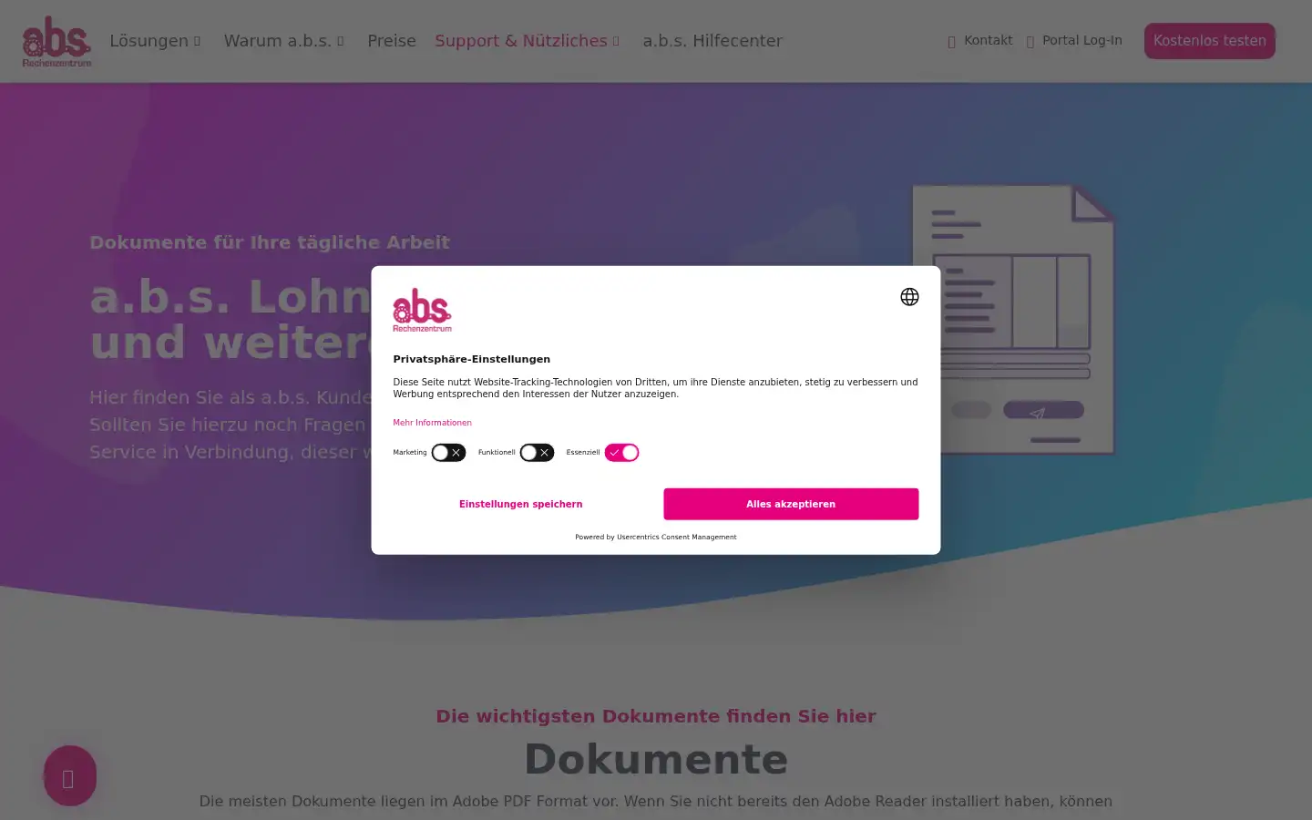 Screenshot of abs-rz.de