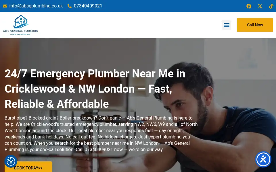 Screenshot of absgplumbing.co.uk