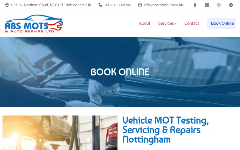 Screenshot of absmotsauto.co.uk