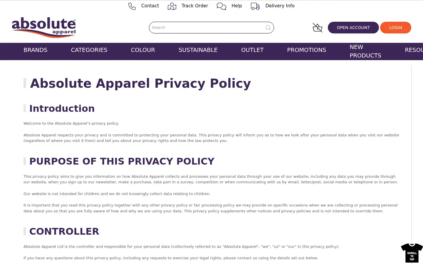 Screenshot of absoluteapparel.co.uk