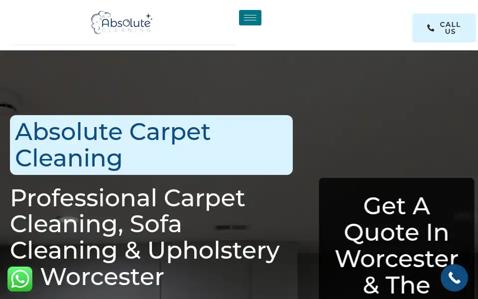 Screenshot of absolutecleaningworcester.co.uk