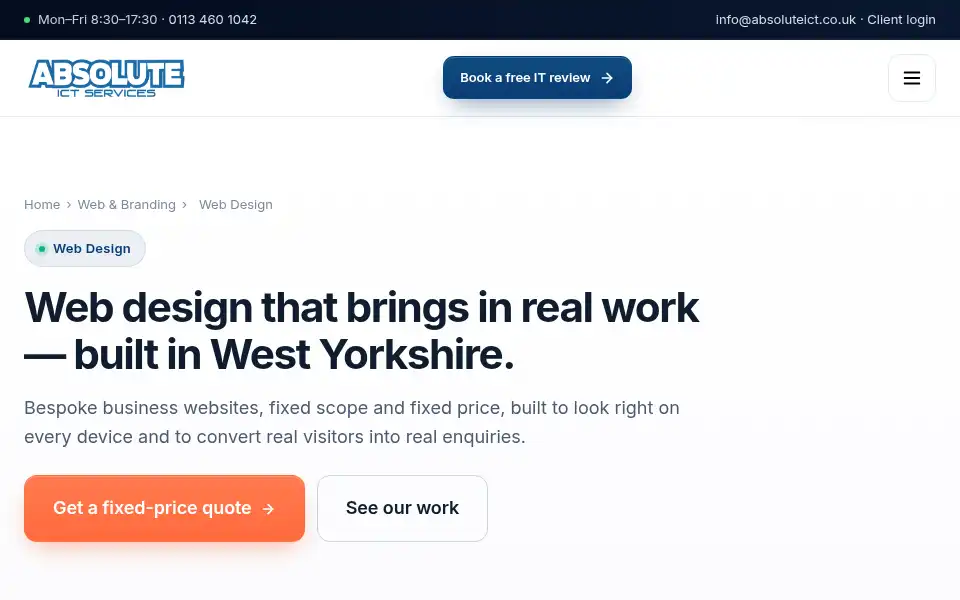 Screenshot of absoluteict.co.uk