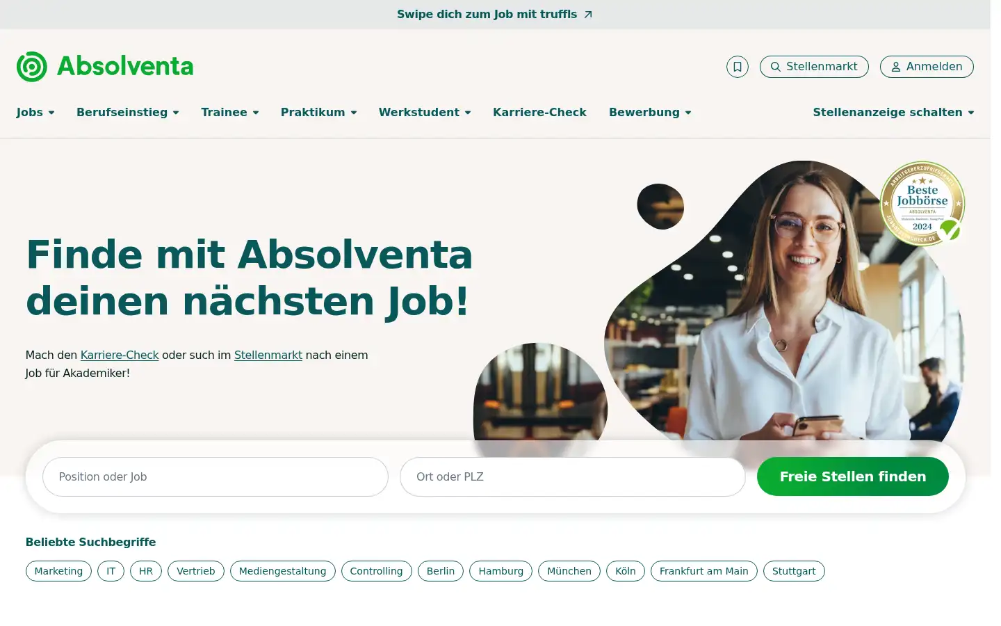 Screenshot of absolventa.de