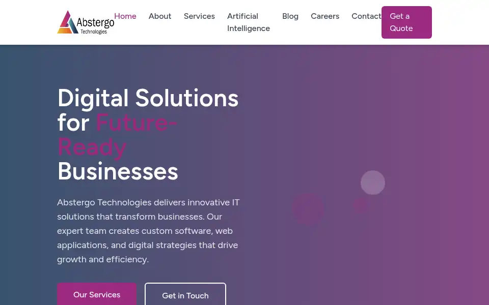Screenshot of abstergotechnologies.com