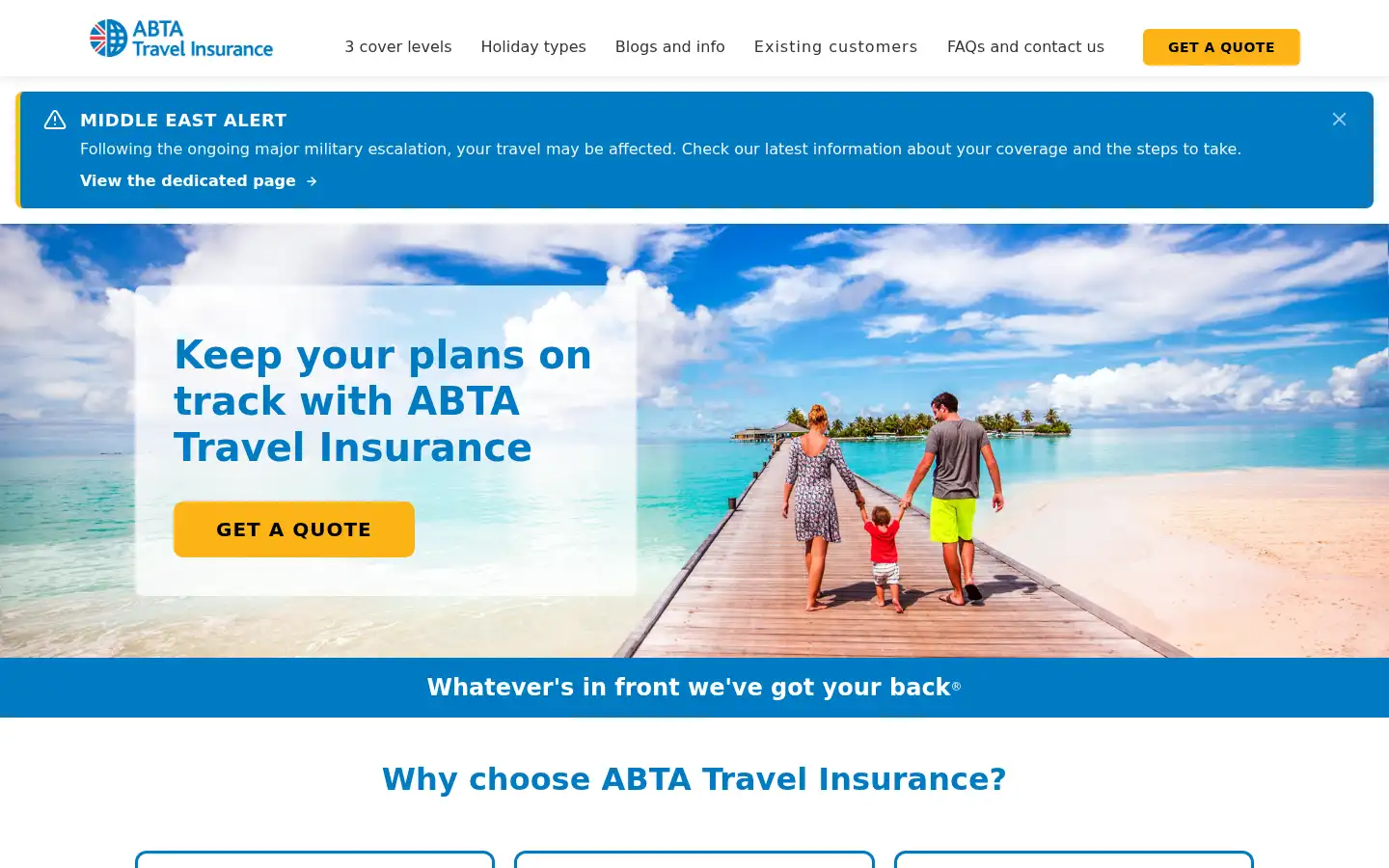 Screenshot of abtatravelinsurance.com