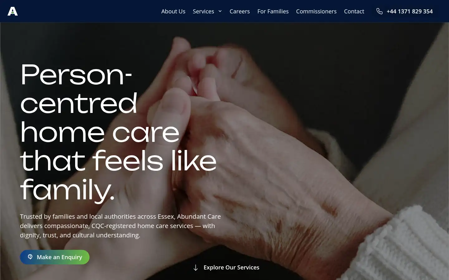 Screenshot of abundantcare.co.uk