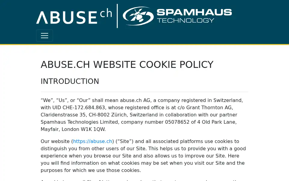 Screenshot of abuse.ch