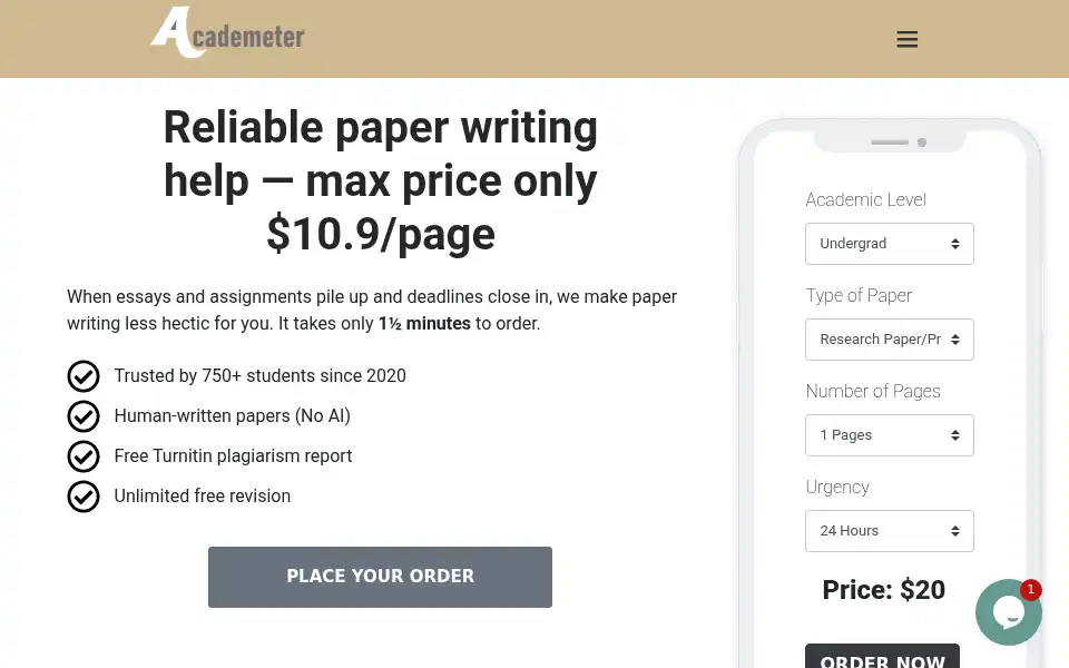 Screenshot of academeter.com