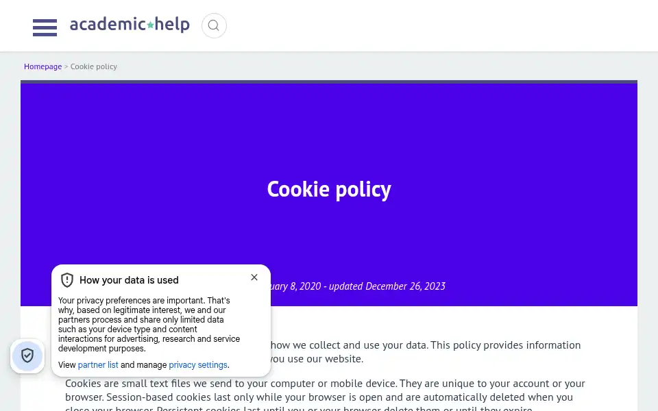 Screenshot of academichelp.net