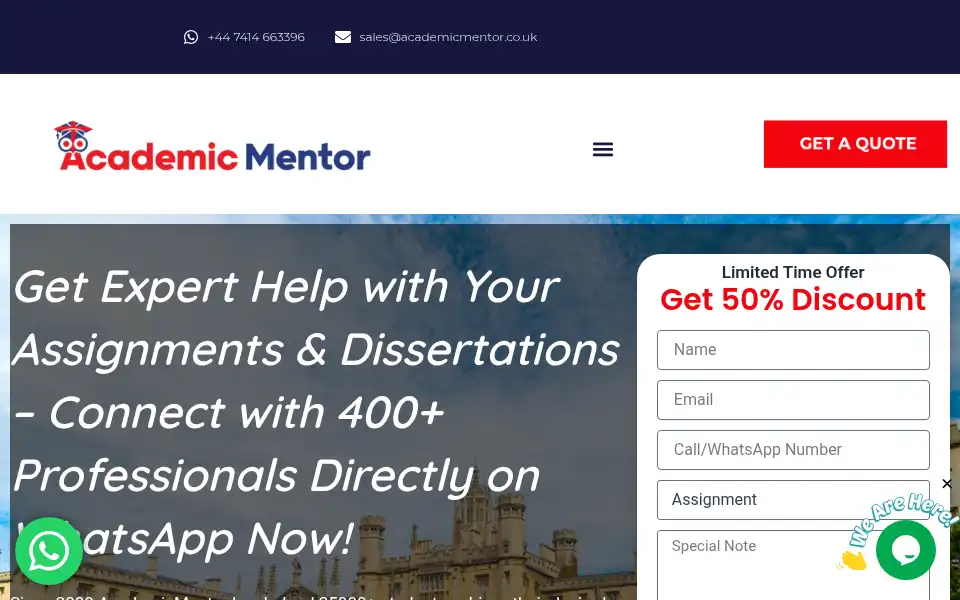 Screenshot of academicmentor.co.uk