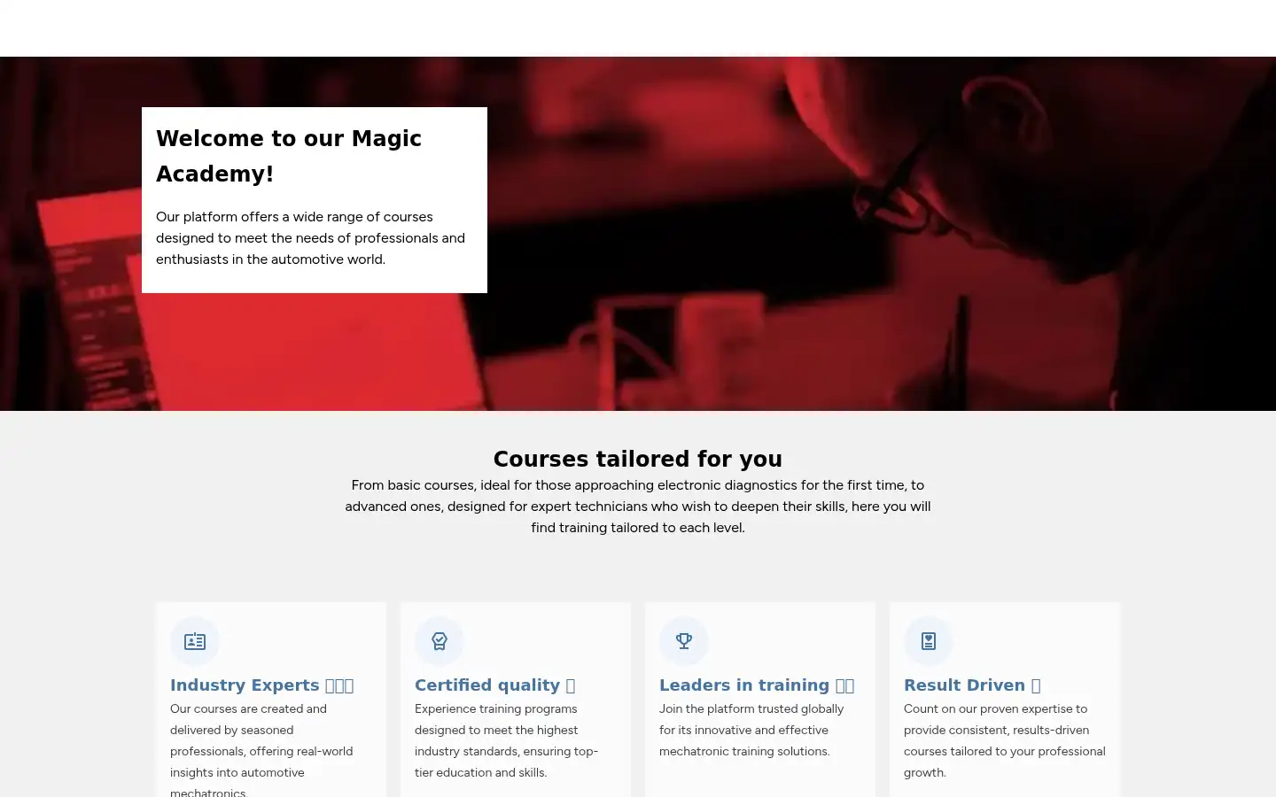 Screenshot of academy.magicmotorsport.com