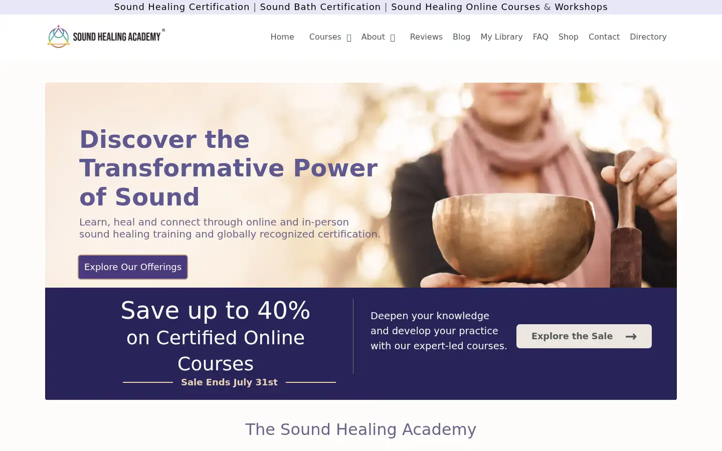 Screenshot of academyofsoundhealing.com