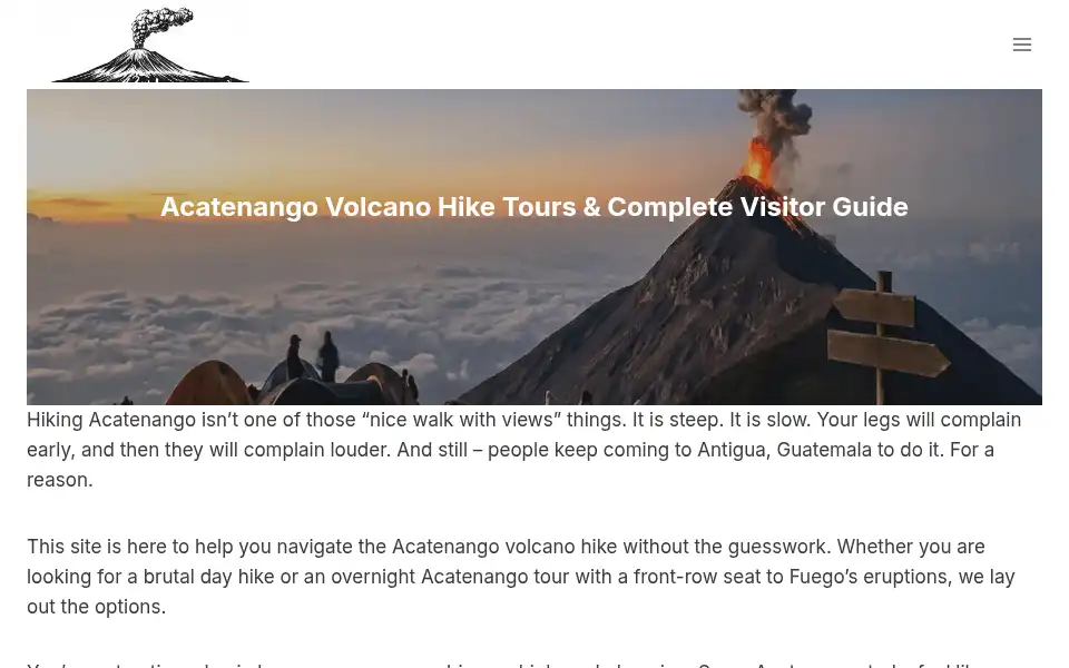 Screenshot of acatenangovolcanohiketour.com
