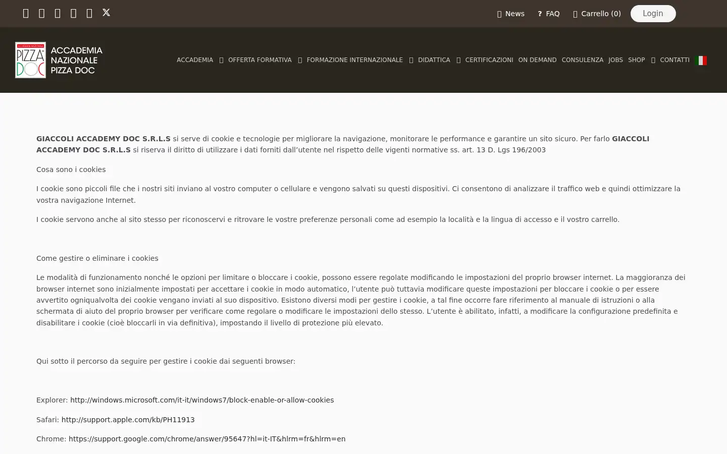 Screenshot of accademianazionalepizzadoc.it