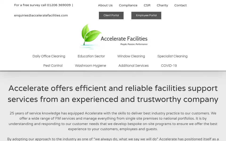 Screenshot of acceleratefacilities.com