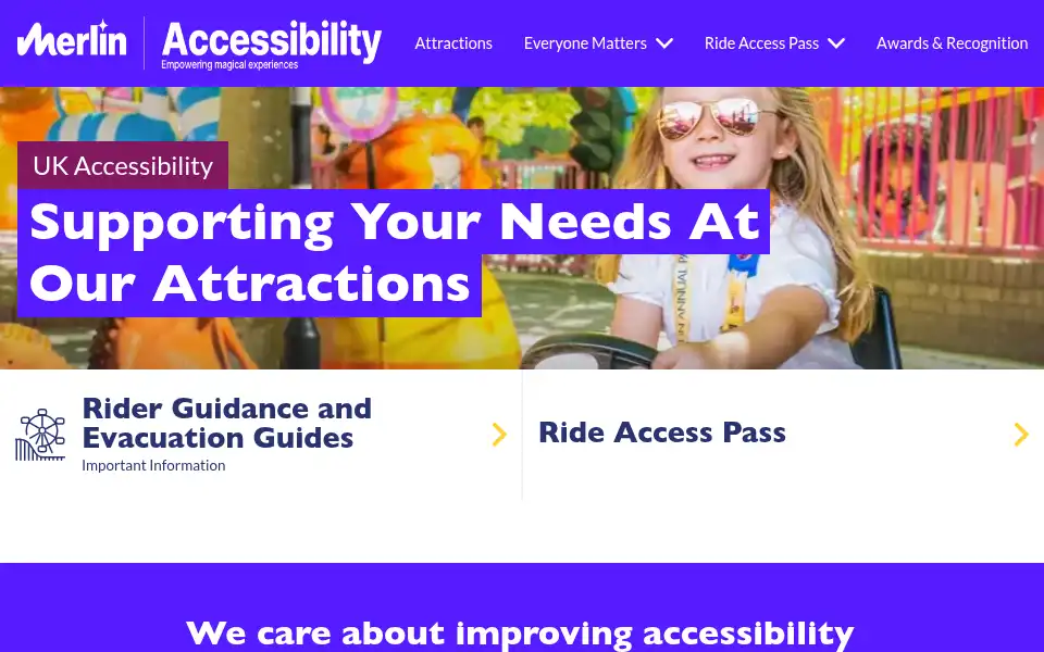 Screenshot of accessibility.merlinentertainments.biz
