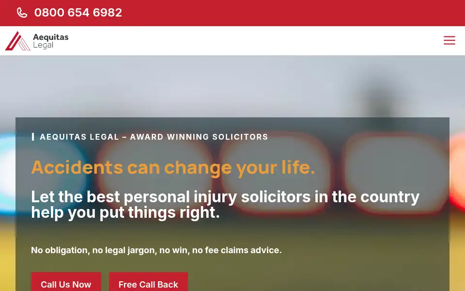 Screenshot of accidentadvicehelpline.co.uk